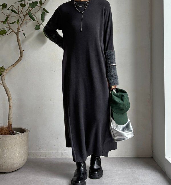  「【WEB限定】袖シャギー布帛切替ワンピース」|ワンピース|
