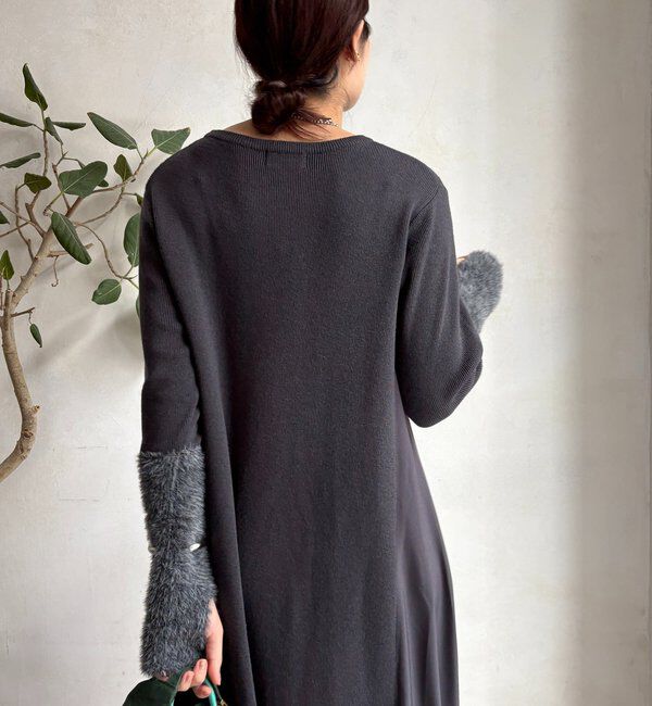  「【WEB限定】袖シャギー布帛切替ワンピース」|ワンピース|