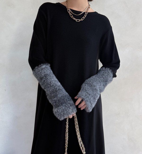  「【WEB限定】袖シャギー布帛切替ワンピース」|ワンピース|