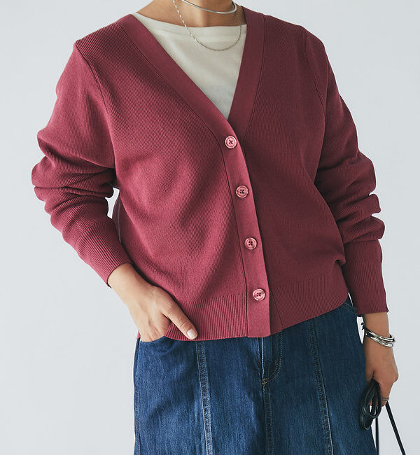  「《オンオフ兼用・さらさら生地》コクーンカーディガン」|ニット・セーター|ピンク