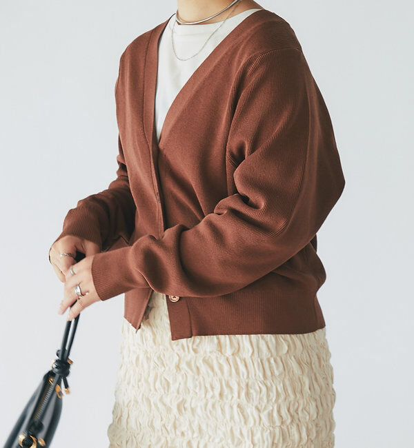  「《オンオフ兼用・さらさら生地》コクーンカーディガン」|ニット・セーター|
