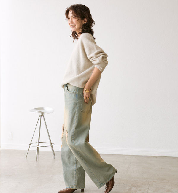  「【MONN.:.(モン)】ハイライズダメージDENIM」|デニム|