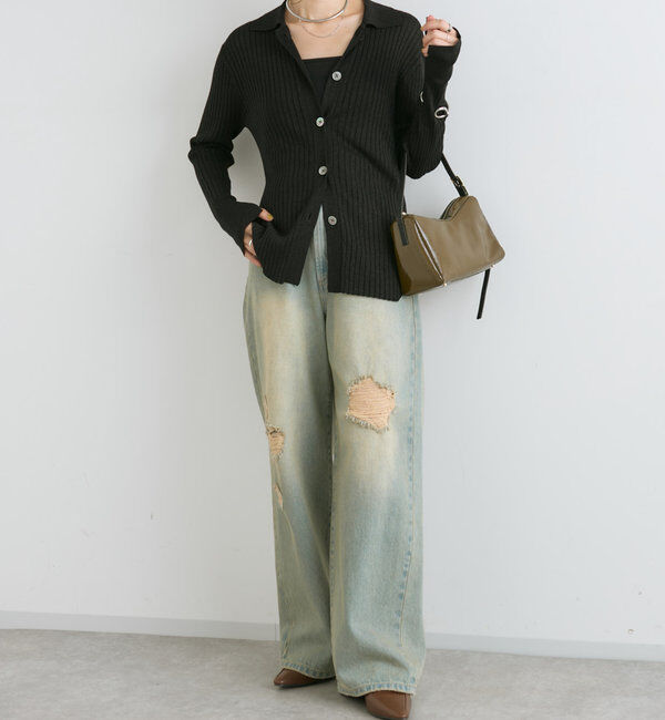  「【MONN.:.(モン)】ハイライズダメージDENIM」|デニム|