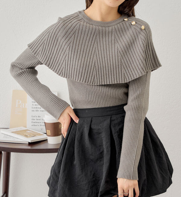  「フリルデザインクルーニット」|ニット・セーター|