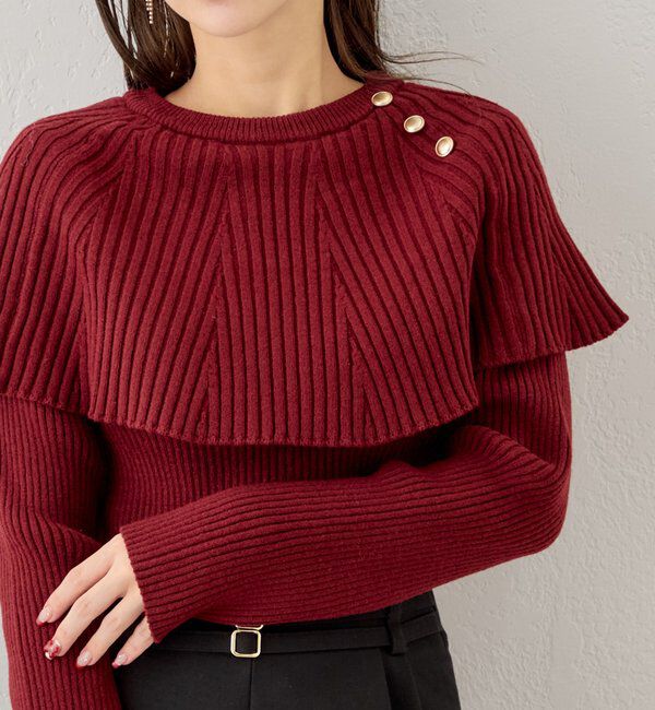  「フリルデザインクルーニット」|ニット・セーター|