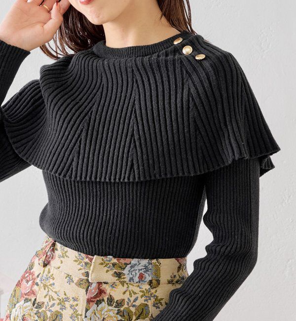  「フリルデザインクルーニット」|ニット・セーター|