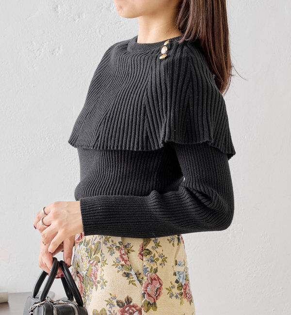  「フリルデザインクルーニット」|ニット・セーター|