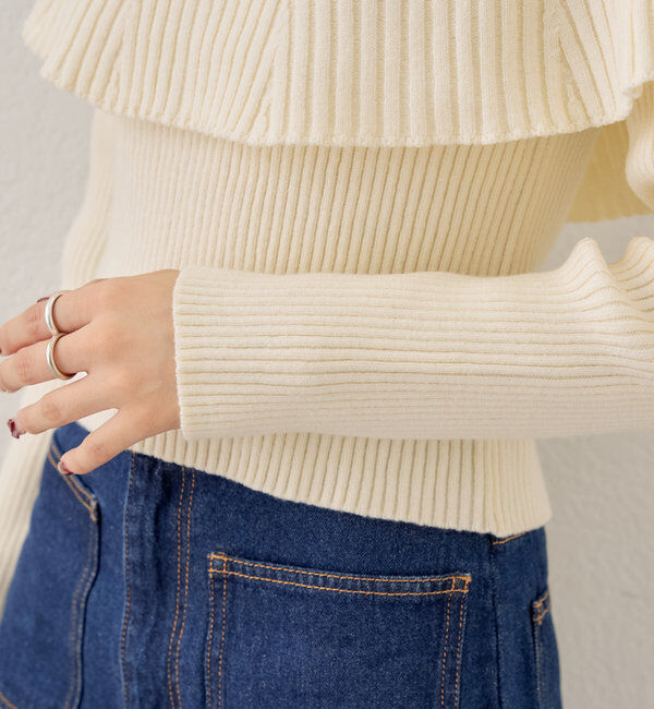  「フリルデザインクルーニット」|ニット・セーター|