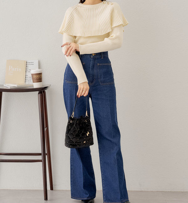  「フリルデザインクルーニット」|ニット・セーター|