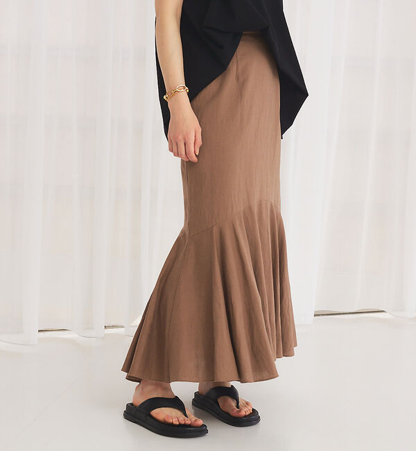 Rouge vif「【セットアップ対応】麻混マーメイドスカート」|スカート|ブラウン