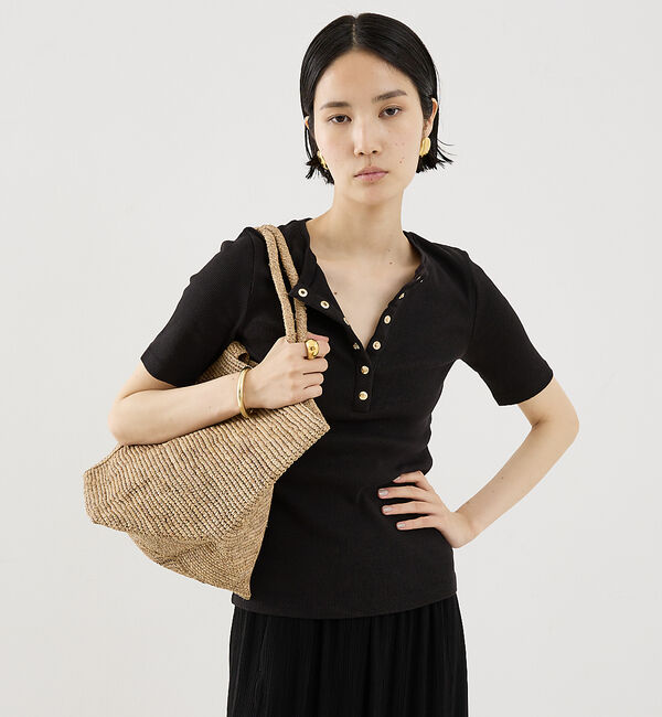 The Store by C' 「【ANINE BING】ALESSIA TEE／釦付きTシャツ」|Tシャツ・カットソー|ブラック