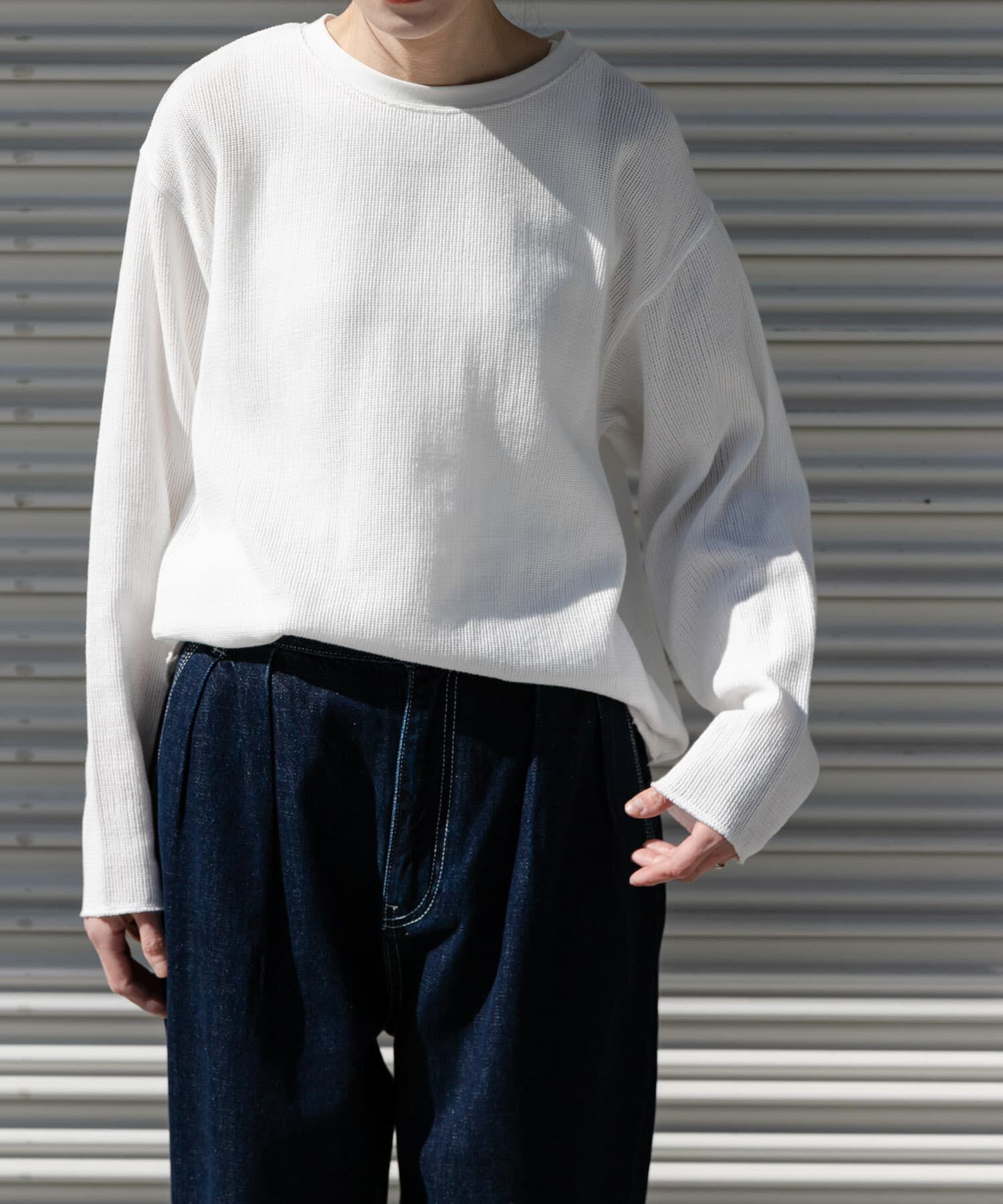 URBAN RESEARCH DOORS「FORK&SPOON　メッシュロングスリーブプルオーバー」|Tシャツ・カットソー|