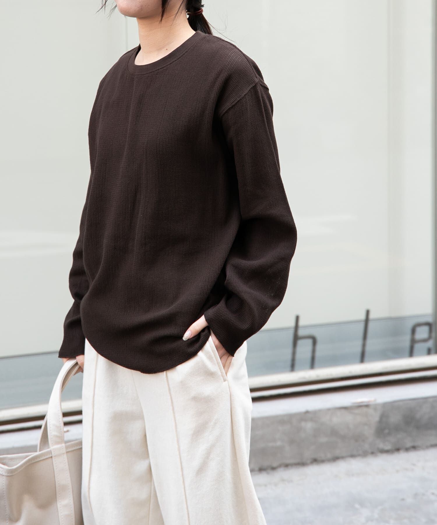 URBAN RESEARCH DOORS「FORK&SPOON　メッシュロングスリーブプルオーバー」|Tシャツ・カットソー|