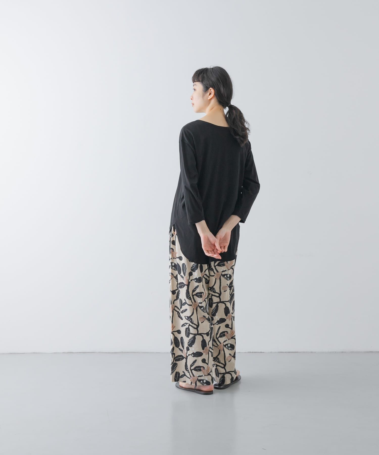 かぐれ「シフォン天竺7分袖カットソー」|Tシャツ・カットソー|