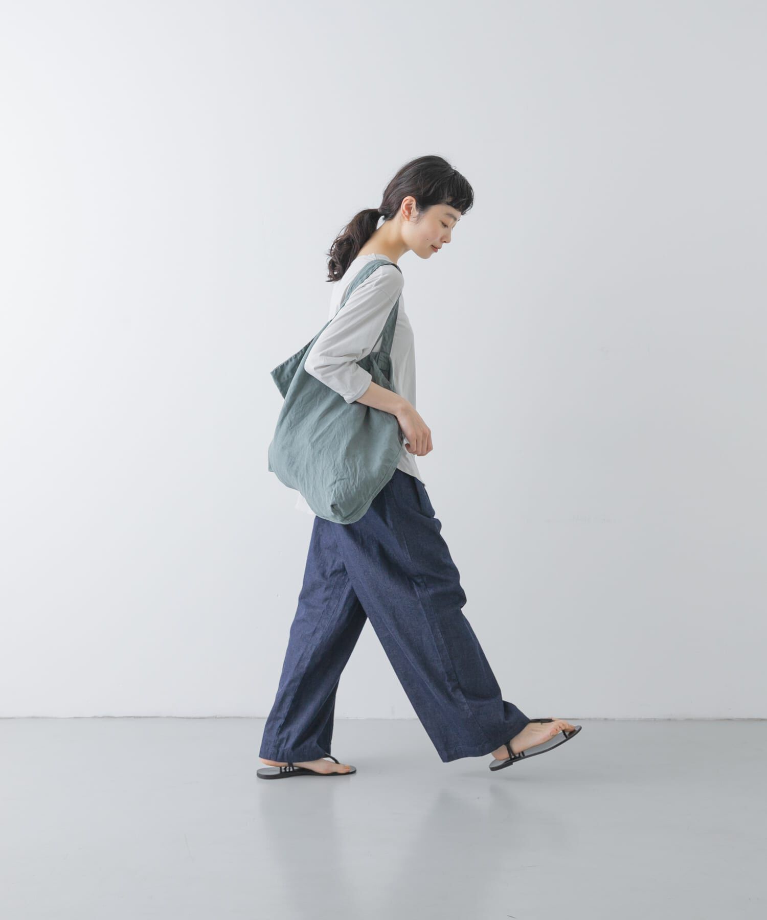 かぐれ「シフォン天竺7分袖カットソー」|Tシャツ・カットソー|