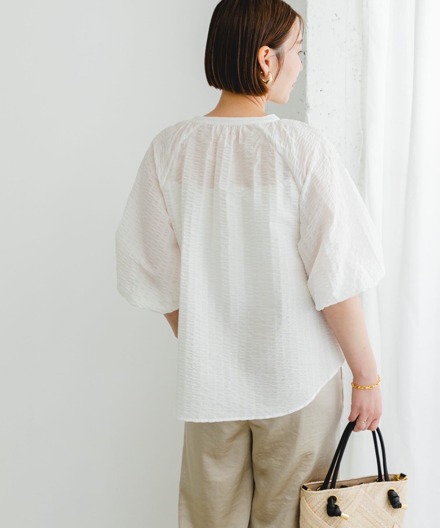 URBAN RESEARCH ROSSO「F by ROSSO　サッカーボリュームスリーブブラウス」|シャツ・ブラウス|