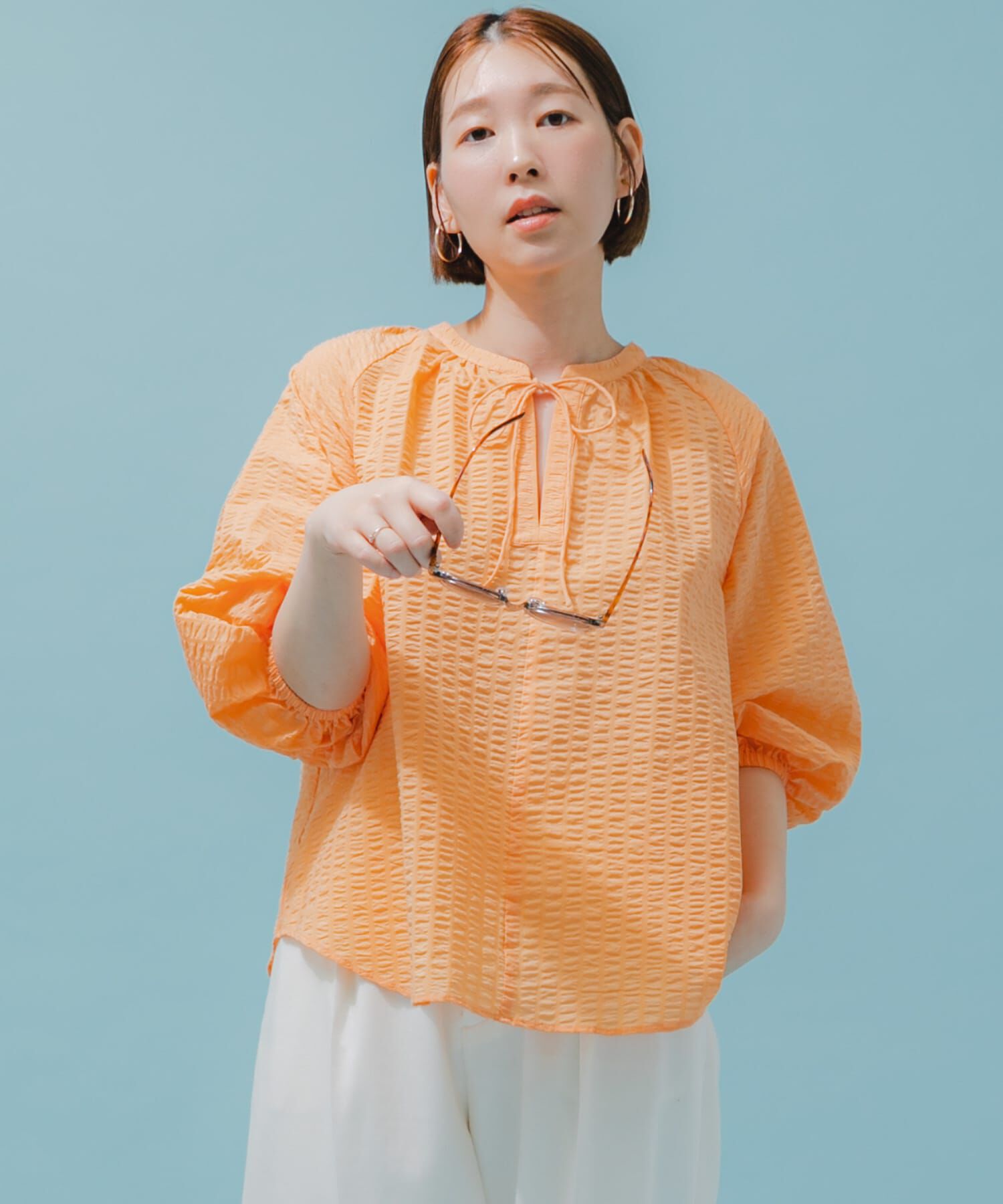 URBAN RESEARCH ROSSO「F by ROSSO　サッカーボリュームスリーブブラウス」|シャツ・ブラウス|