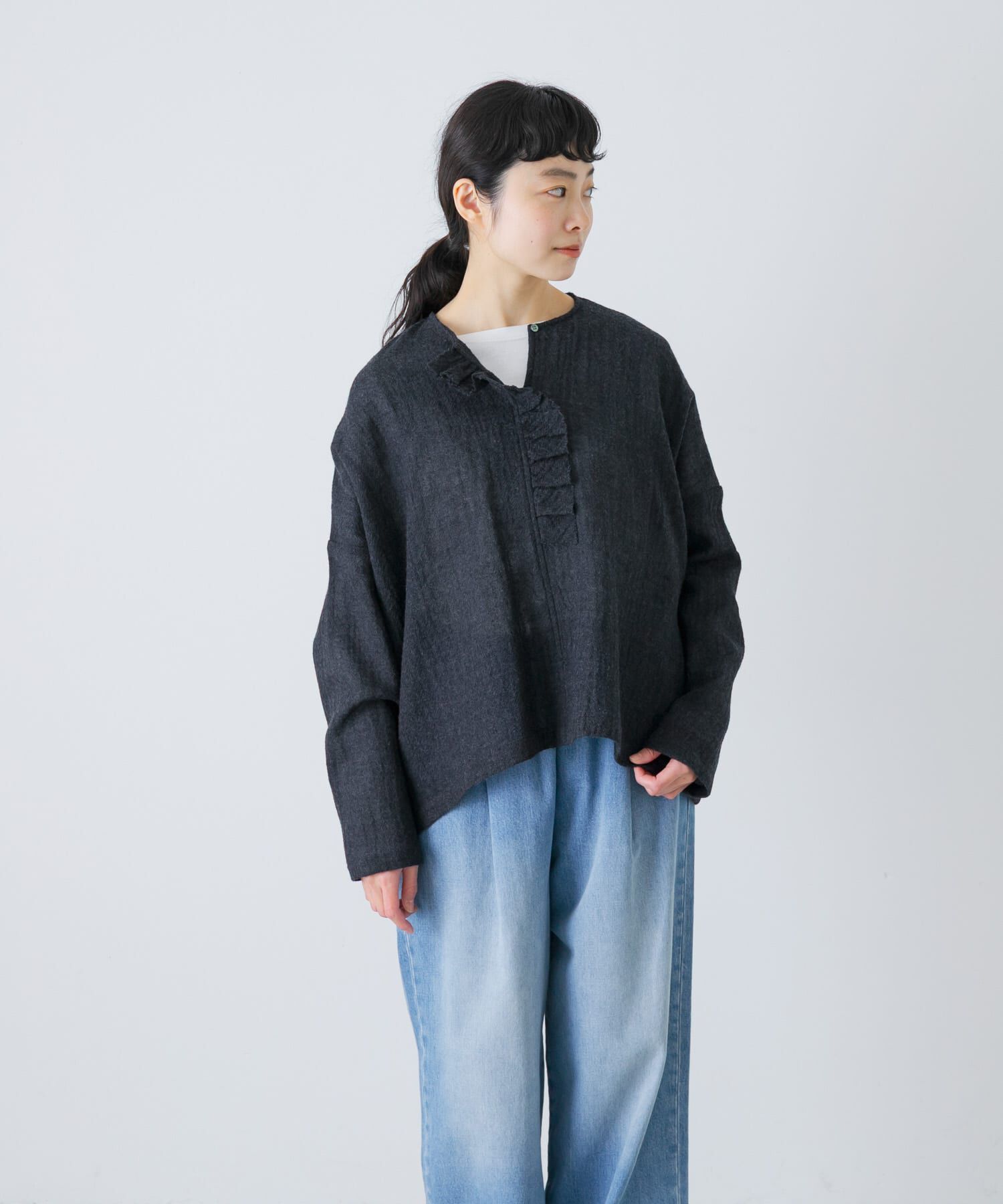 かぐれ「ウールワイドフリルプルオーバー」|シャツ・ブラウス|