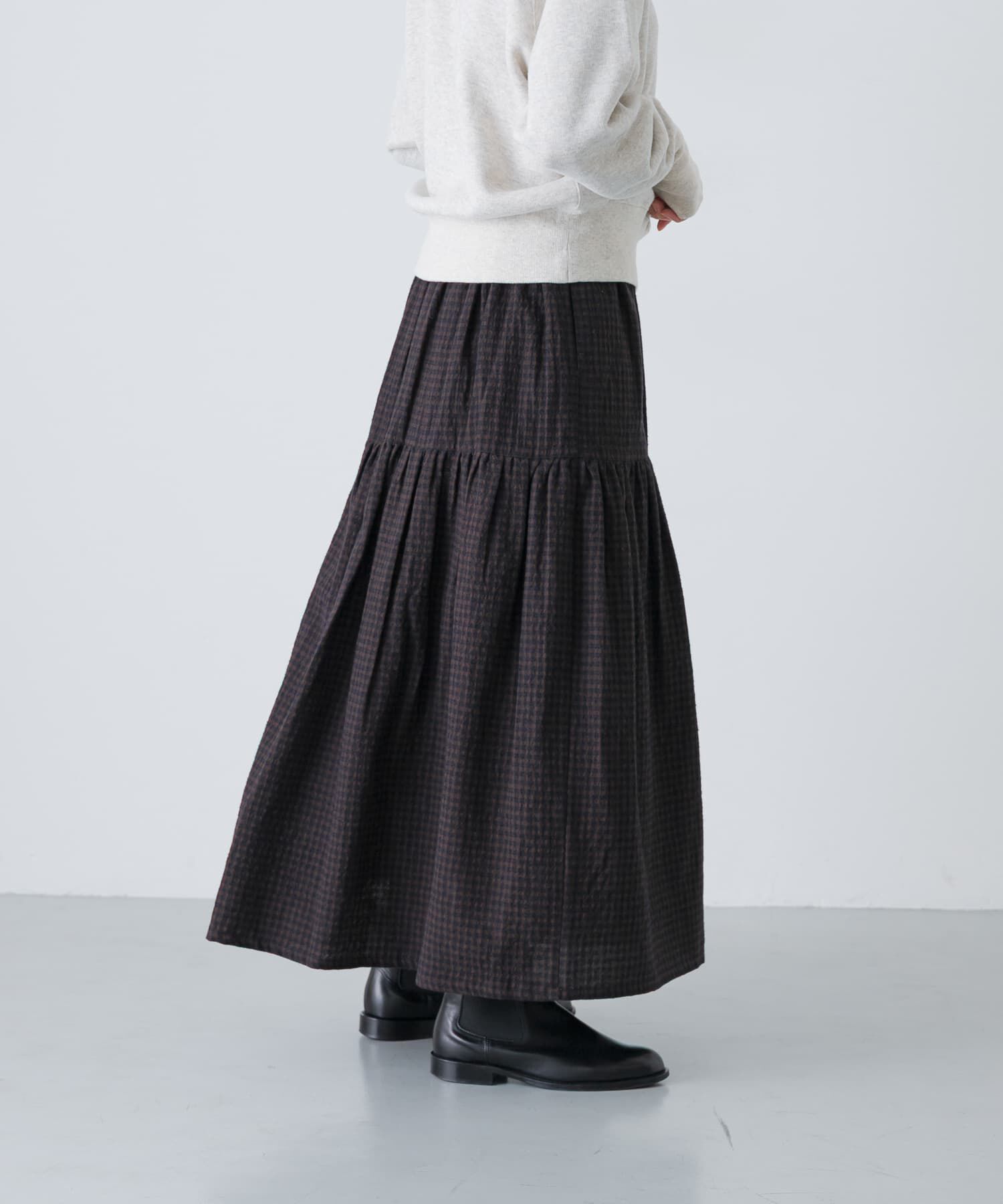 かぐれ「ギンガムティアードスカート」|スカート|