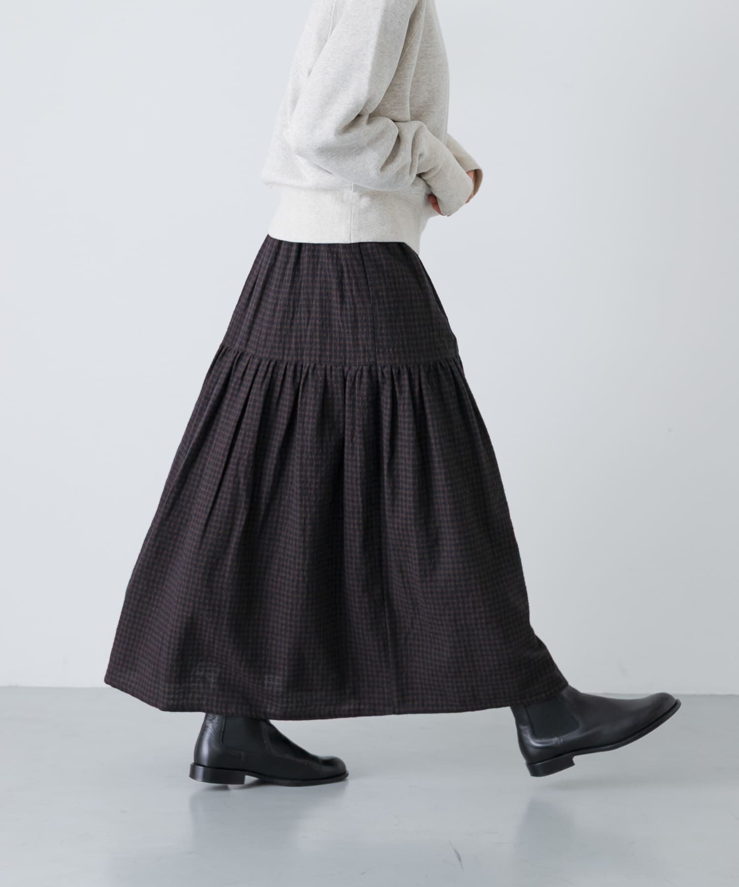かぐれ「ギンガムティアードスカート」|スカート|