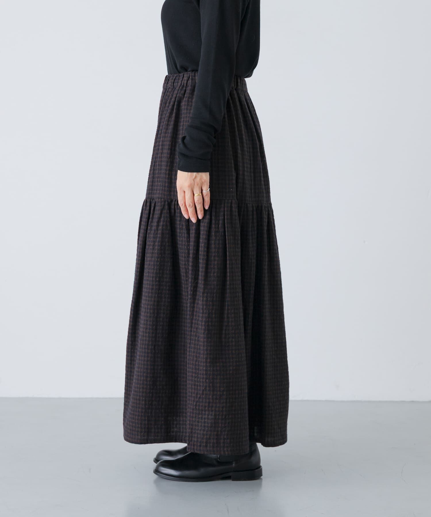 かぐれ「ギンガムティアードスカート」|スカート|