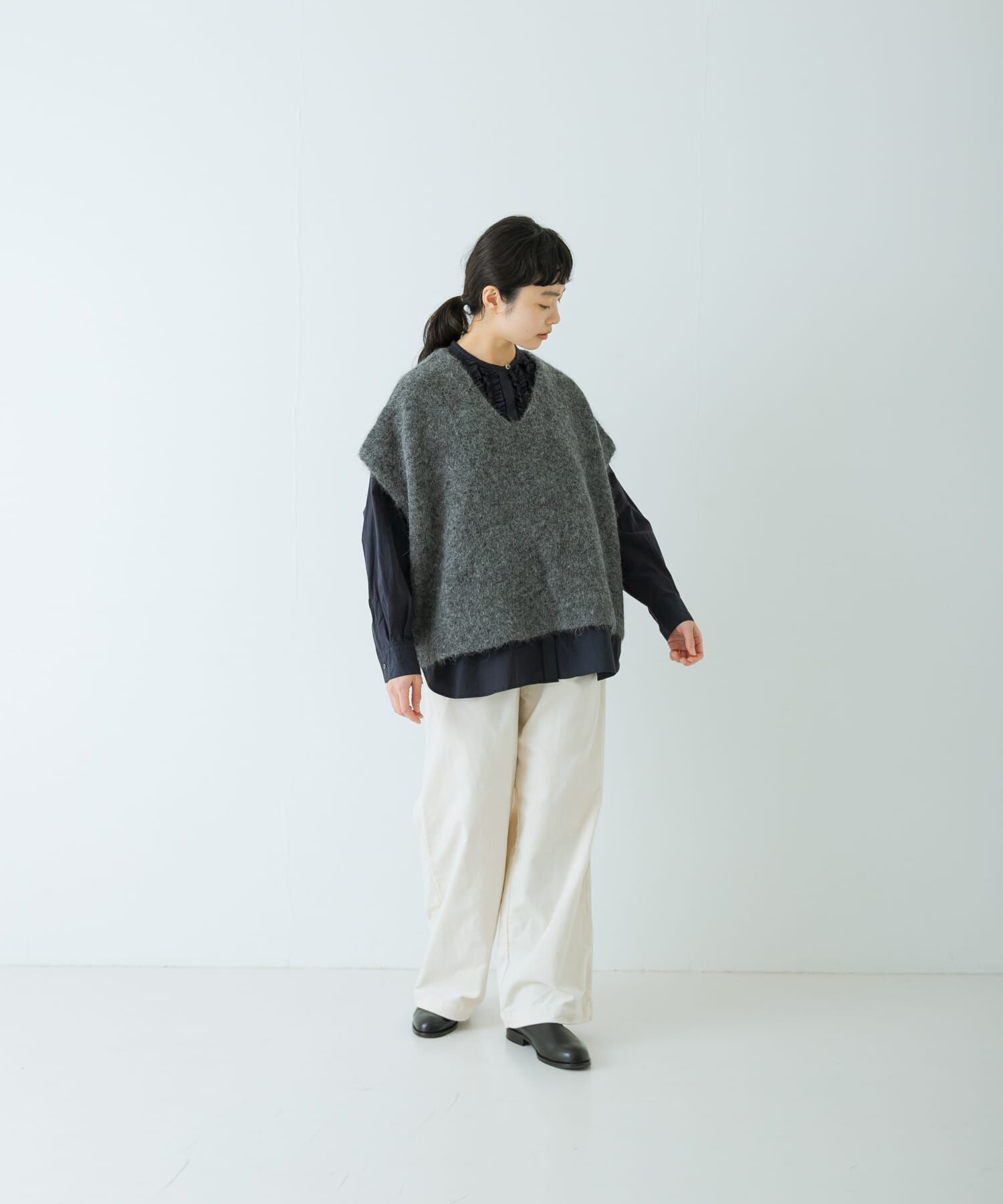 かぐれ「アルパカワイドニットベスト」|ベスト・ジレ|