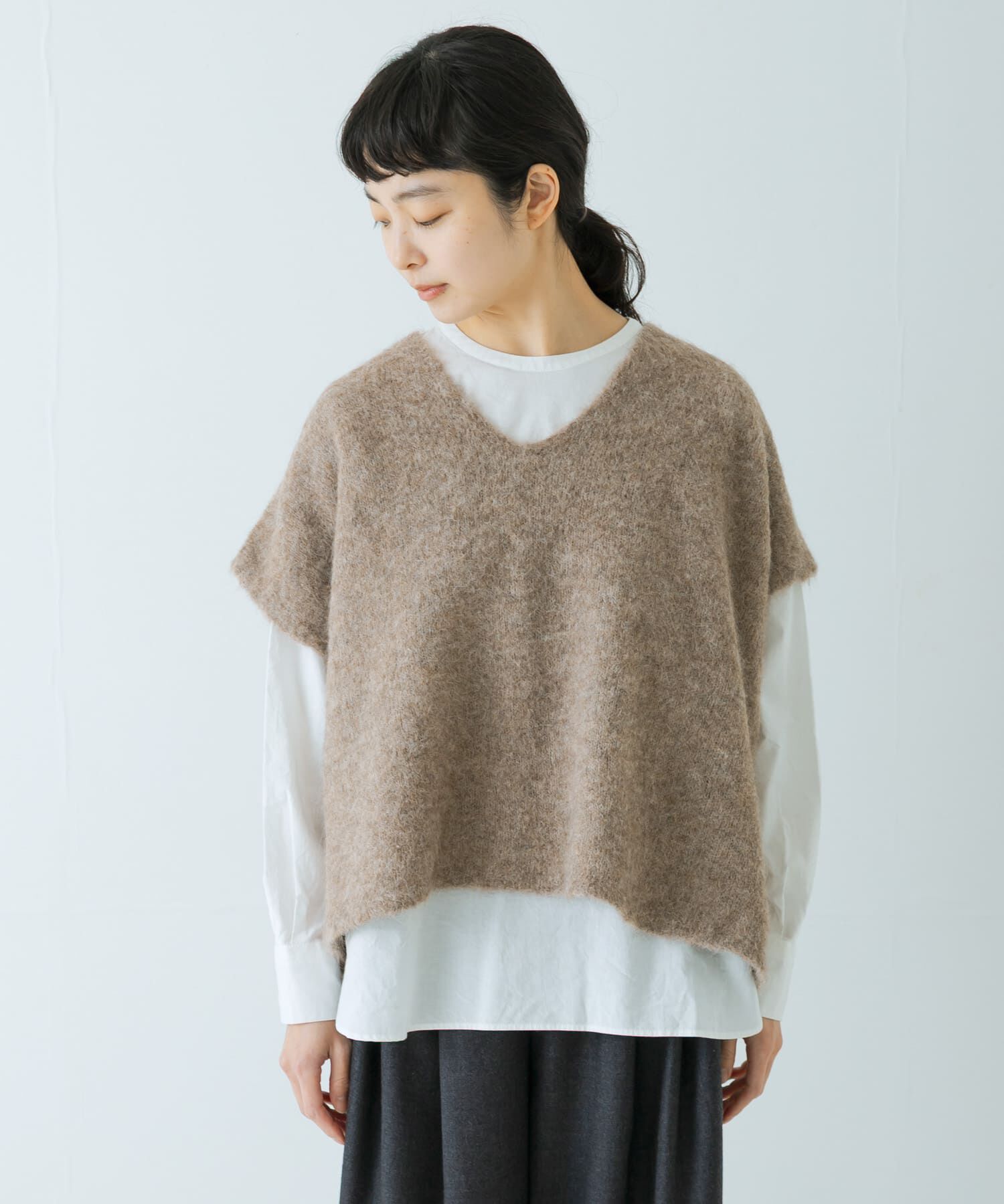 かぐれ「アルパカワイドニットベスト」|ベスト・ジレ|