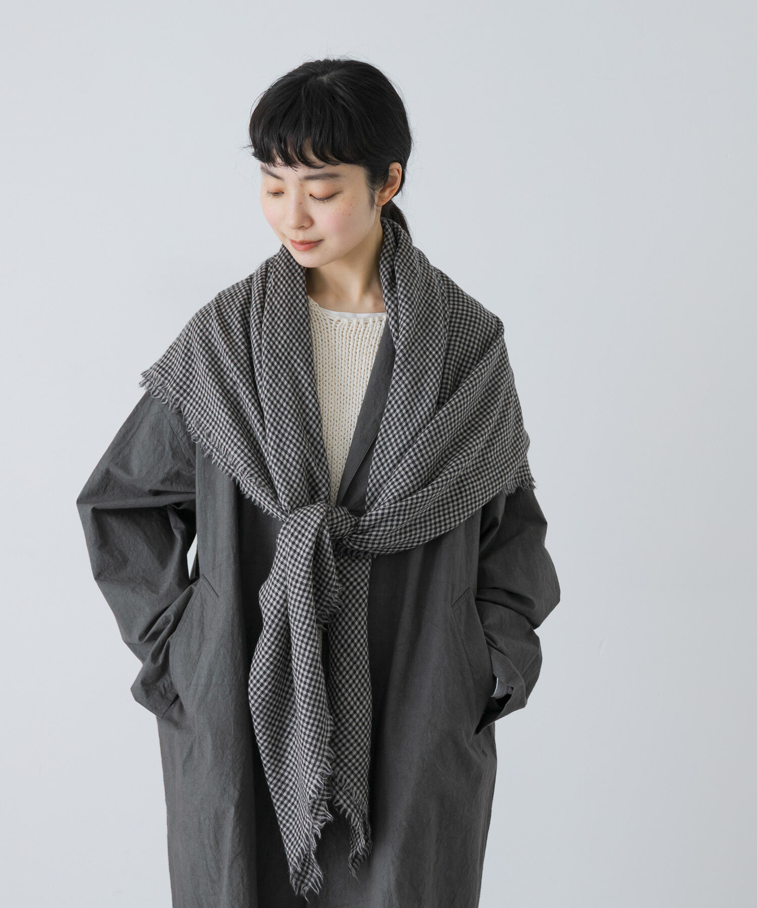 かぐれ「チェックスクエアストール」|ストール|