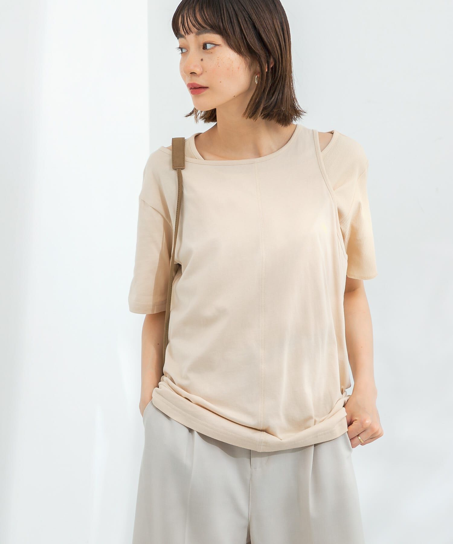  「アシメレイヤードTシャツ」|Tシャツ・カットソー|