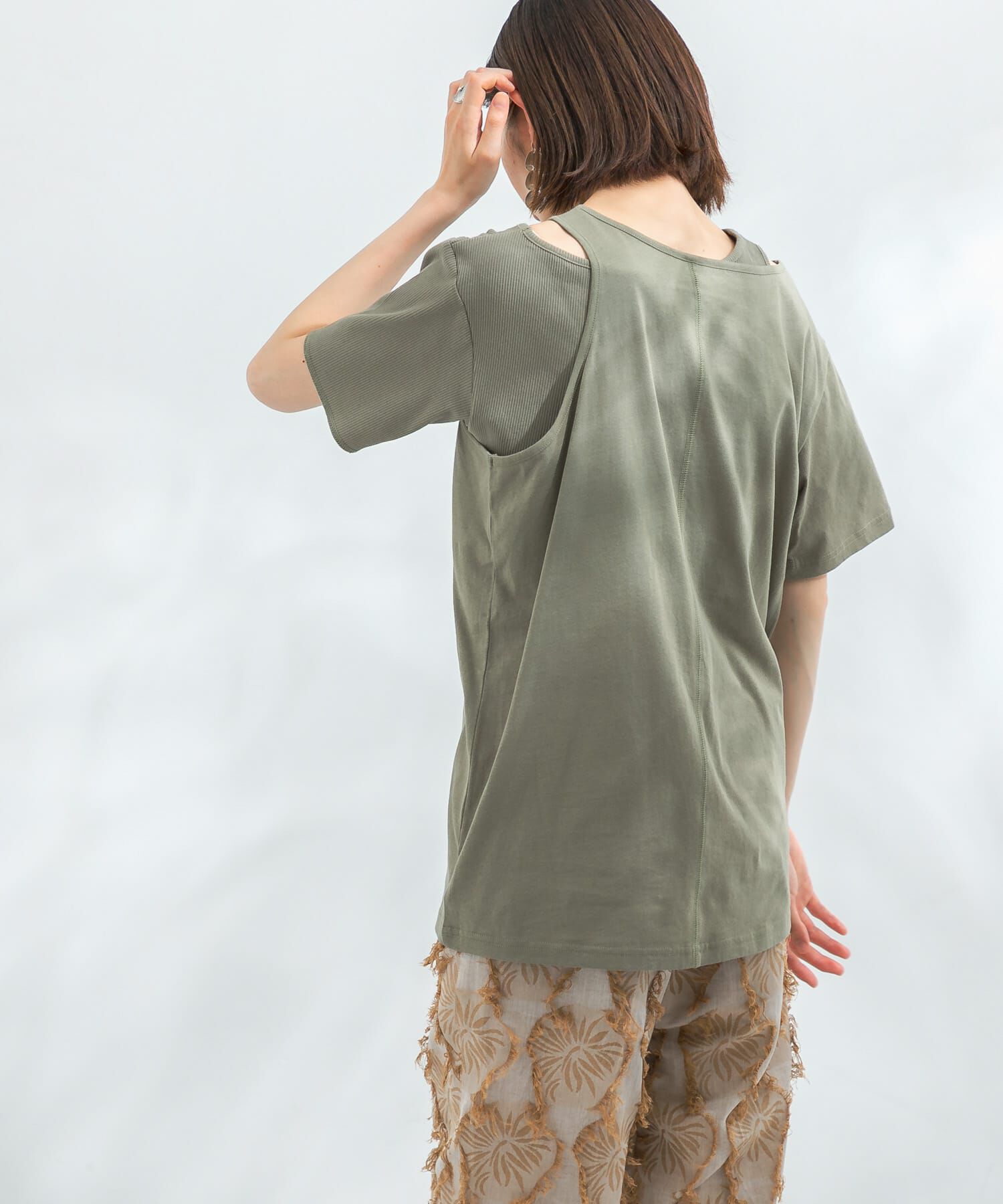  「アシメレイヤードTシャツ」|Tシャツ・カットソー|