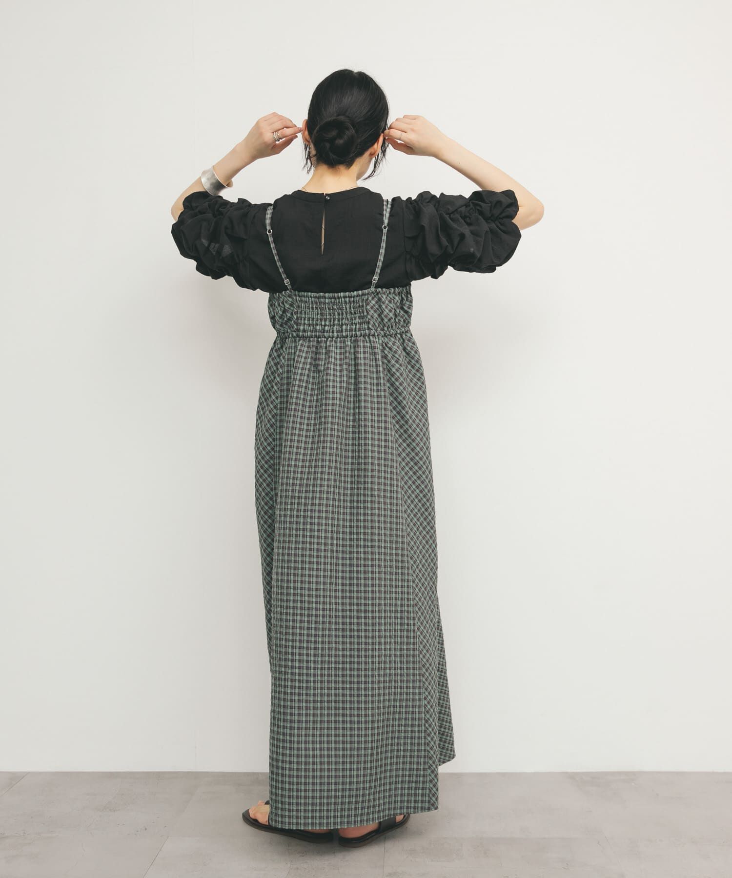  「ドロストチェックキャミワンピース」|ワンピース|