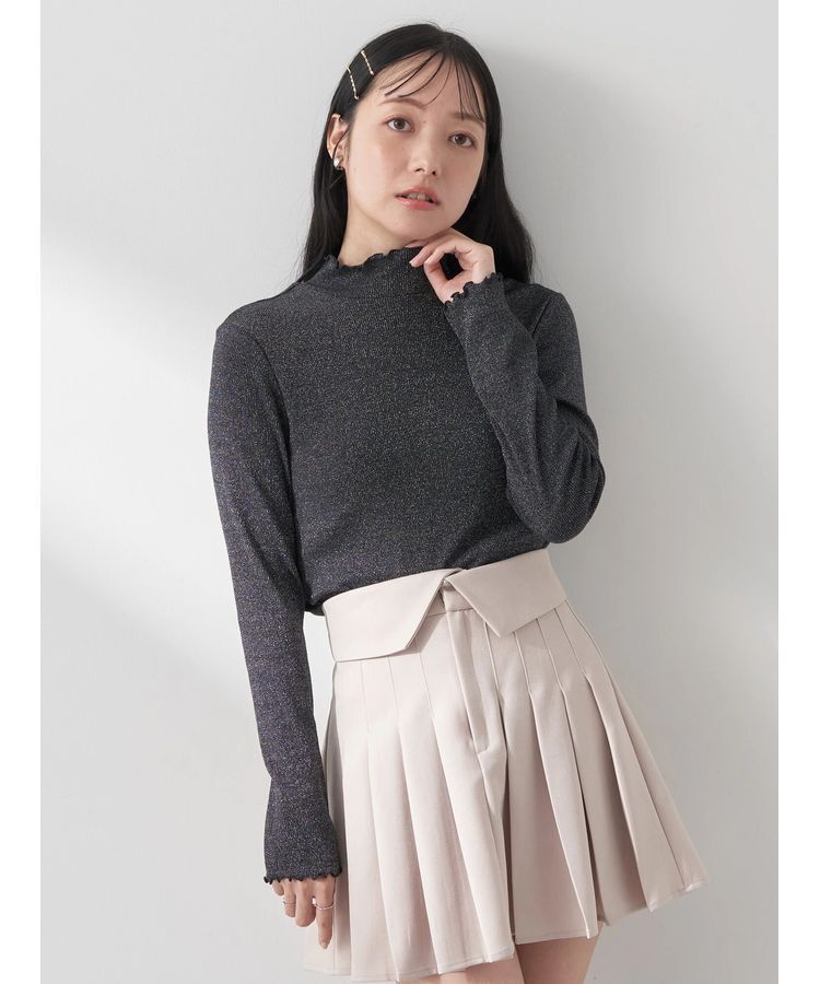 earth music&ecology「ラメハイネックプルオーバー」|Tシャツ・カットソー|Black