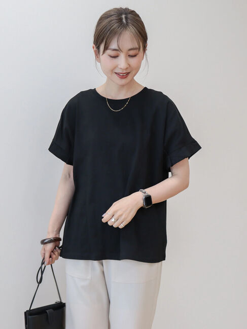 AMERICAN HOLIC「接触冷感袖タックカットプルオーバー」|Tシャツ・カットソー|Black