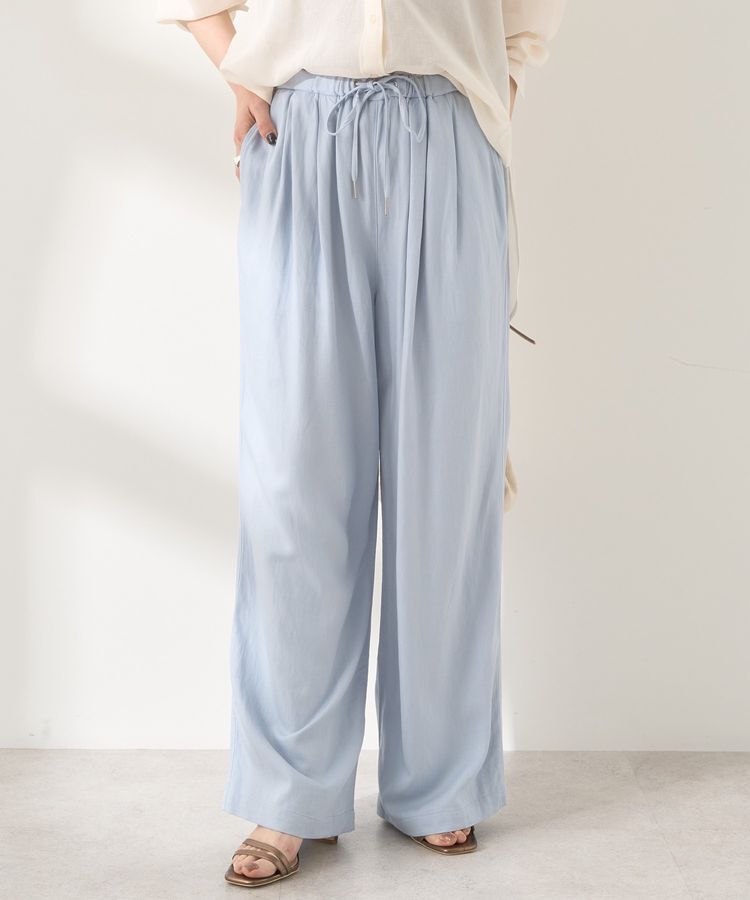 AMERICAN HOLIC「接触冷感リネンブレンドタックワイドパンツ」|その他|Light Blue