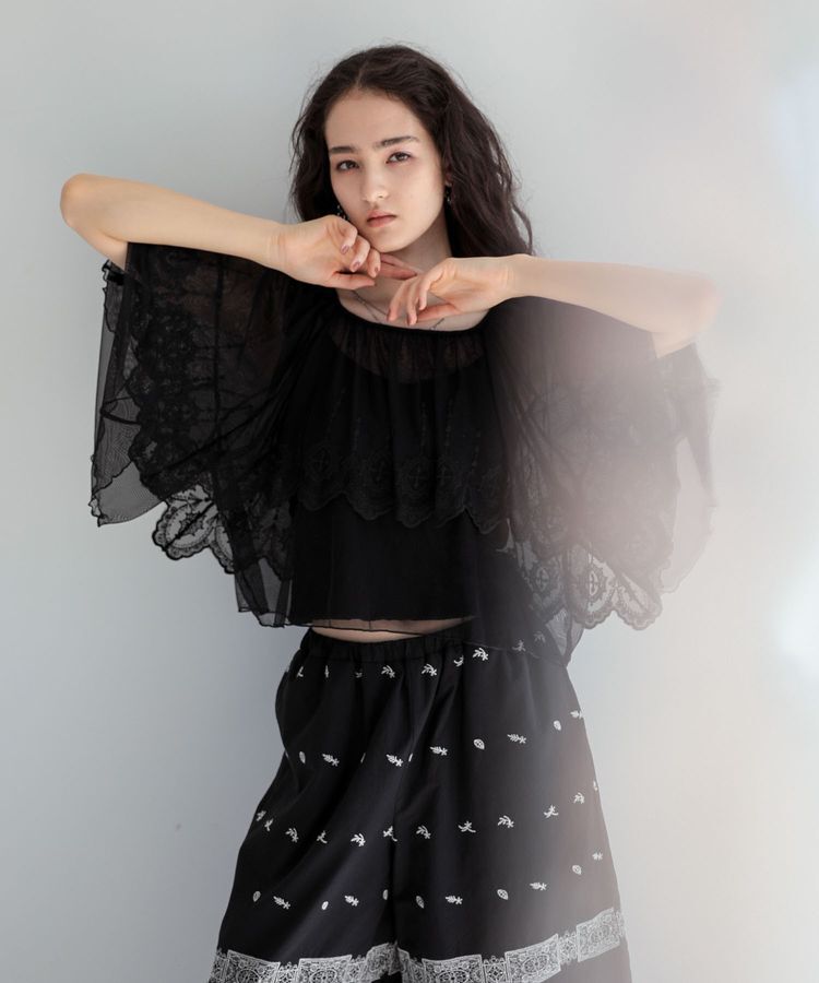 Green Parks「■ESCAR チュール刺繍ハンカチーフブラウス」|Tシャツ・カットソー|