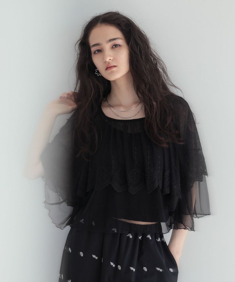 Green Parks「■ESCAR チュール刺繍ハンカチーフブラウス」|Tシャツ・カットソー|