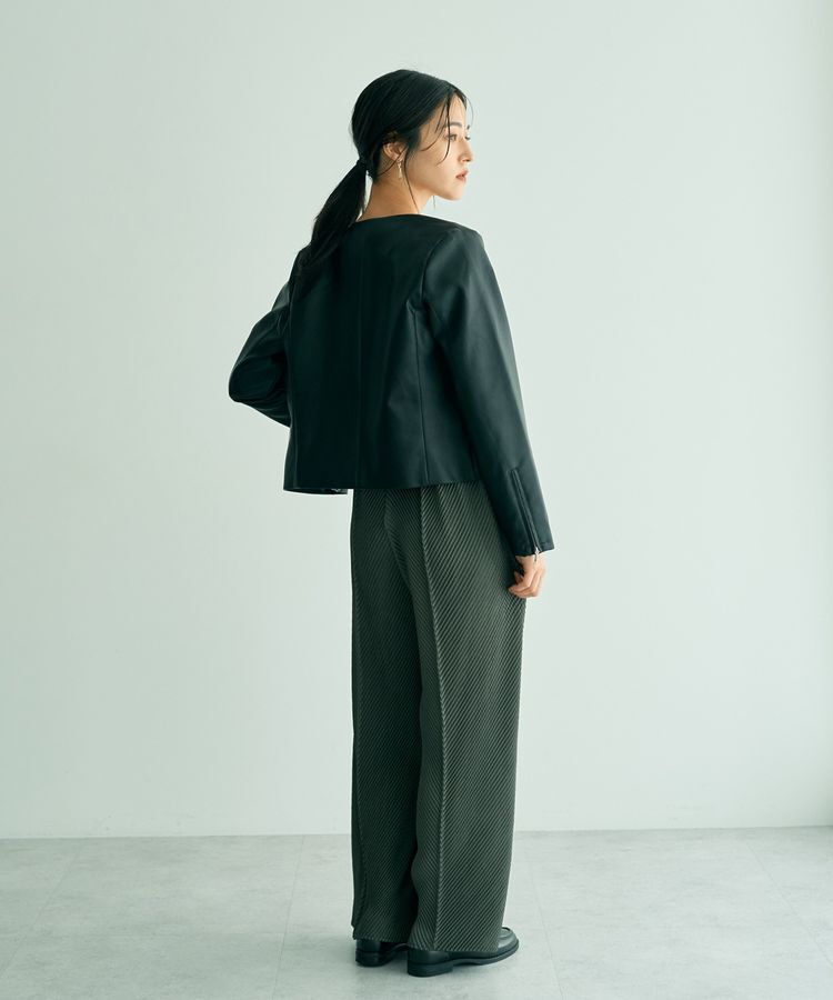 YECCA VECCA「ノーカラーライダースジャケット」|テーラードジャケット|