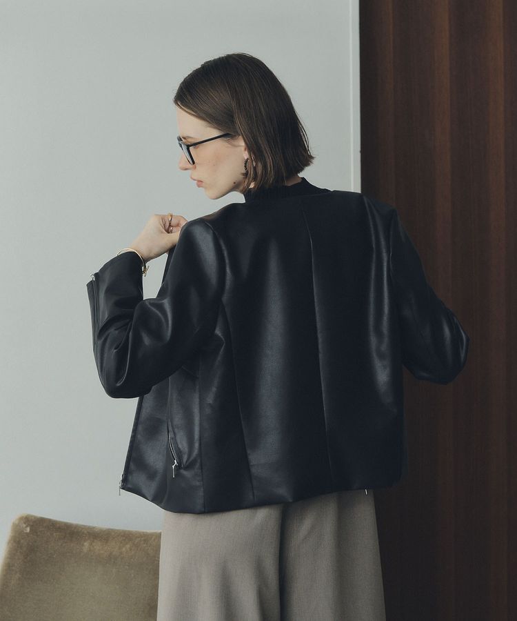 YECCA VECCA「ノーカラーライダースジャケット」|テーラードジャケット|