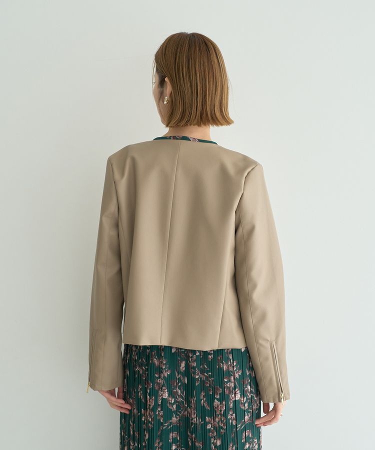 YECCA VECCA「ノーカラーライダースジャケット」|テーラードジャケット|