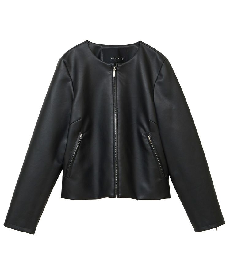 YECCA VECCA「ノーカラーライダースジャケット」|テーラードジャケット|