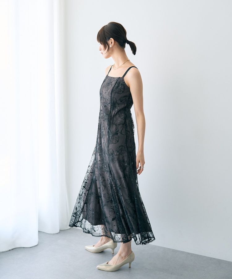 YECCA VECCA「【2点SET】フラワー柄スパンコール刺繍ドレス」|ワンピース|