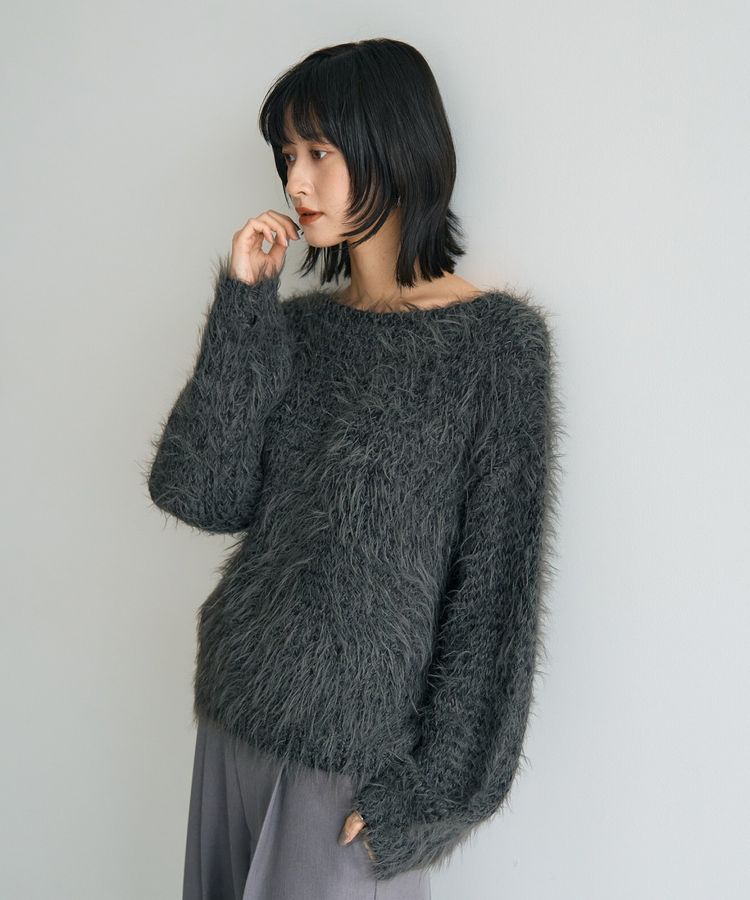 Editt by YECCA VECCA「フェザーMIXロービングニット」|ニット・セーター|Charcoal Gray
