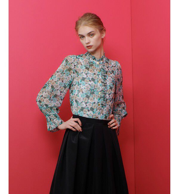 LOULOU WILLOUGHBY「【LOULOU WILLOUGHBY】小花プリント ブラウス」|シャツ・ブラウス|グリーン