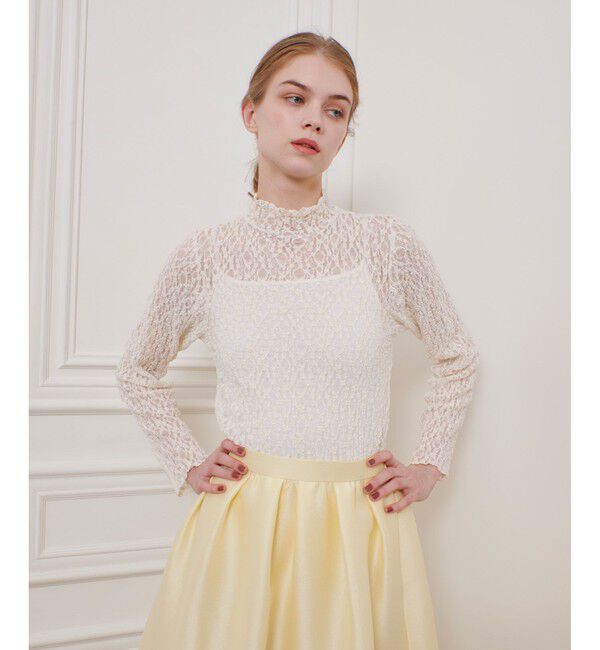 LOULOU WILLOUGHBY「【LOULOU WILLOUGHBY】リンクルフラワープルオーバー」|Tシャツ・カットソー|オフホワイト