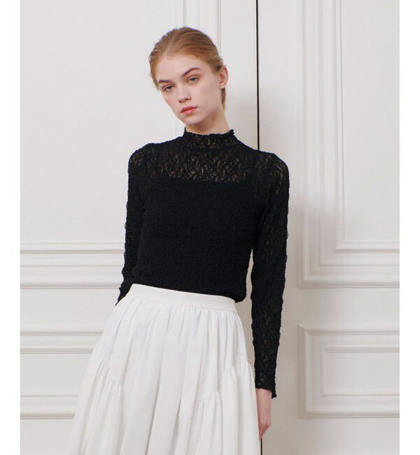 LOULOU WILLOUGHBY「【LOULOU WILLOUGHBY】リンクルフラワープルオーバー」|Tシャツ・カットソー|ブラック