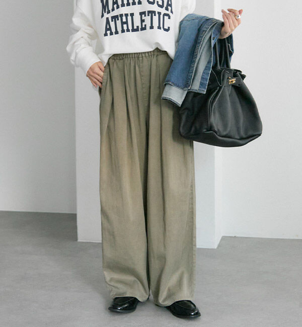  「テンセルコットンツータックパンツ」|その他|ベージュ