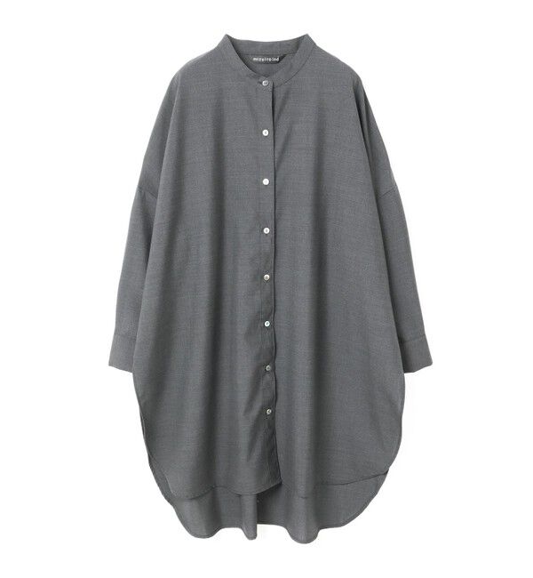 mizuiro ind「mizuiro ind T/Wスタンドカラーシャツチュニック」|シャツ・ブラウス|グレー
