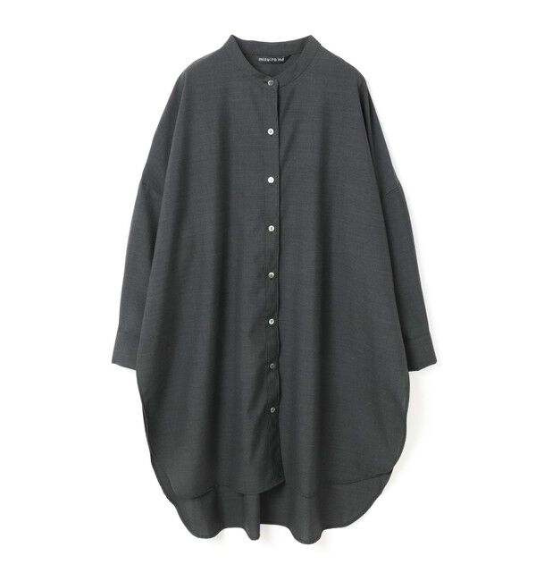 mizuiro ind「mizuiro ind T/Wスタンドカラーシャツチュニック」|シャツ・ブラウス|チャコールグレー