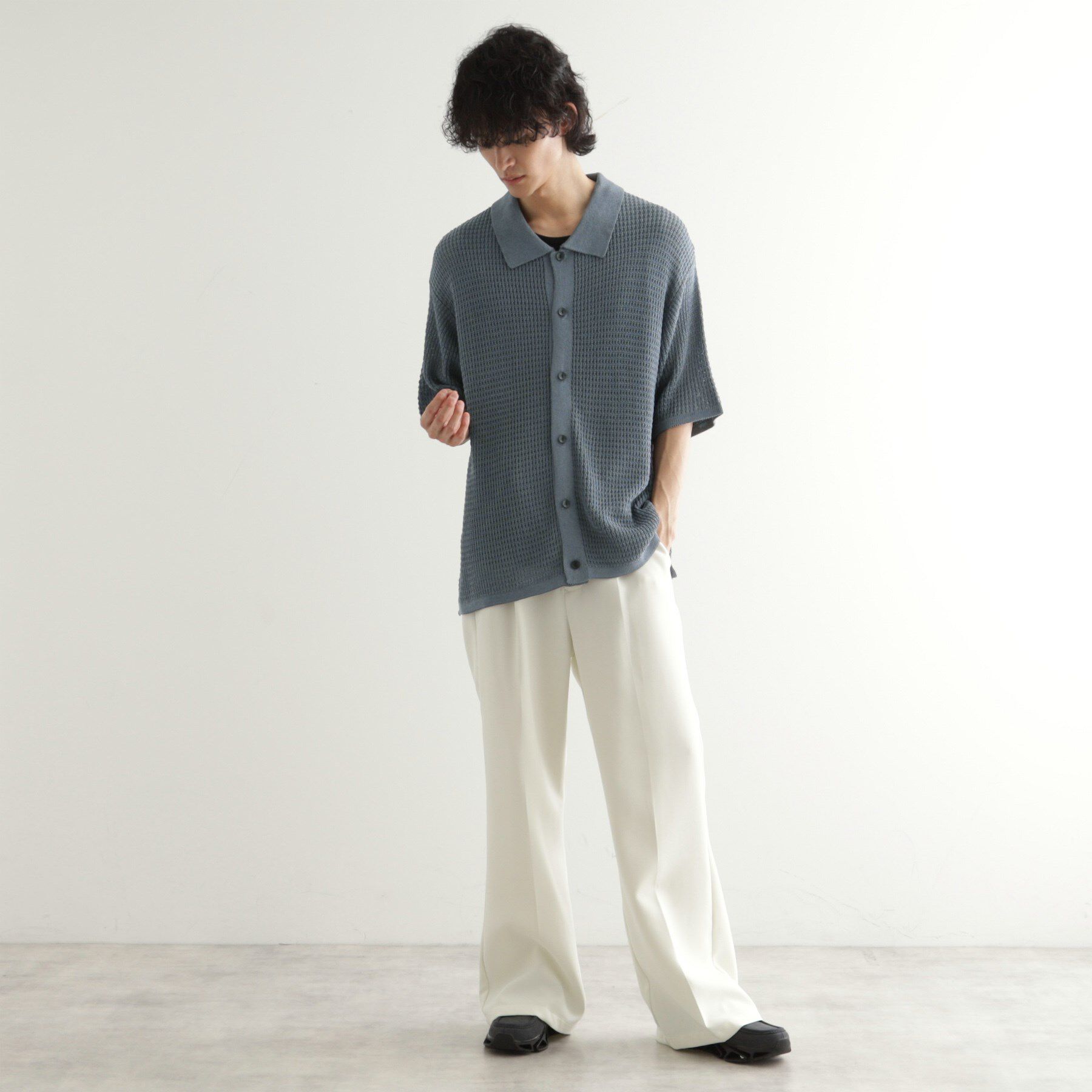 tk.TAKEO KIKUCHI「リネンライクニットポロシャツ」|ニット・セーター|