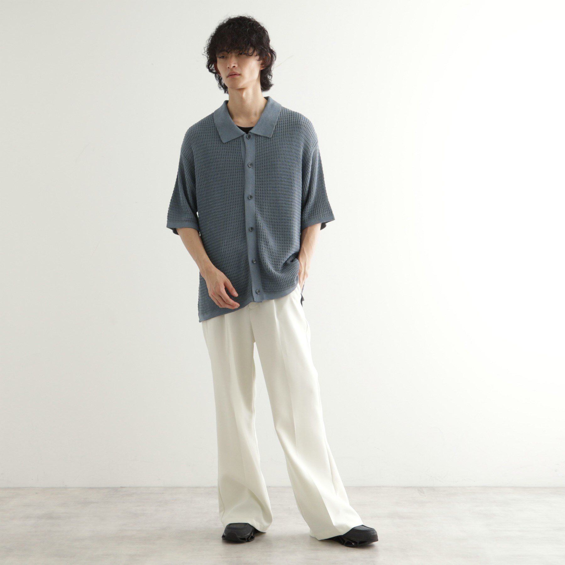 tk.TAKEO KIKUCHI「リネンライクニットポロシャツ」|ニット・セーター|